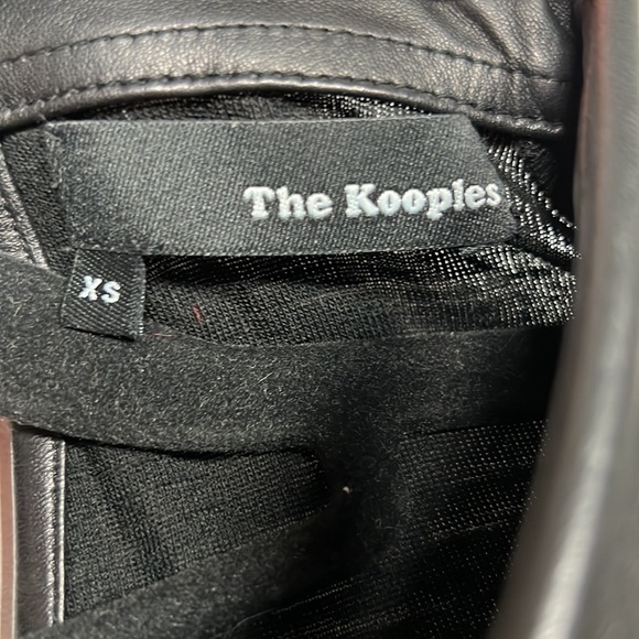 The Kooples black wool dress with leather collar, XS - Picture 3 of 7